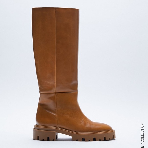 Zara Chunky Platform Leather Boots